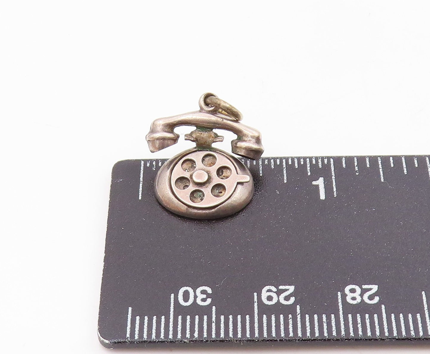 925 Sterling Silver  Vintage Old Fashioned Telephone Petite Pendant  PT18183