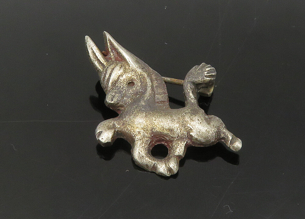925 Sterling Silver  Vintage Antique Dark Tone Baby Donkey Brooch Pin  BP8658