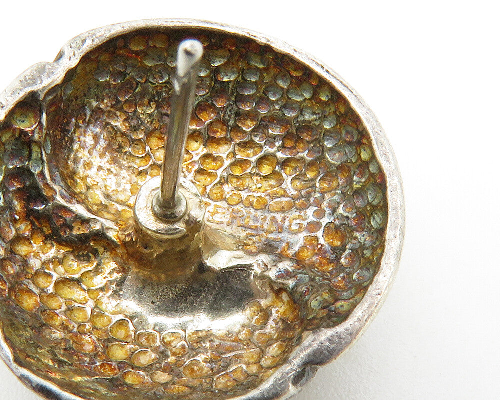 925 Sterling Silver  Vintage Textured Swirl Shiny Dome Drop Earrings  EG6974