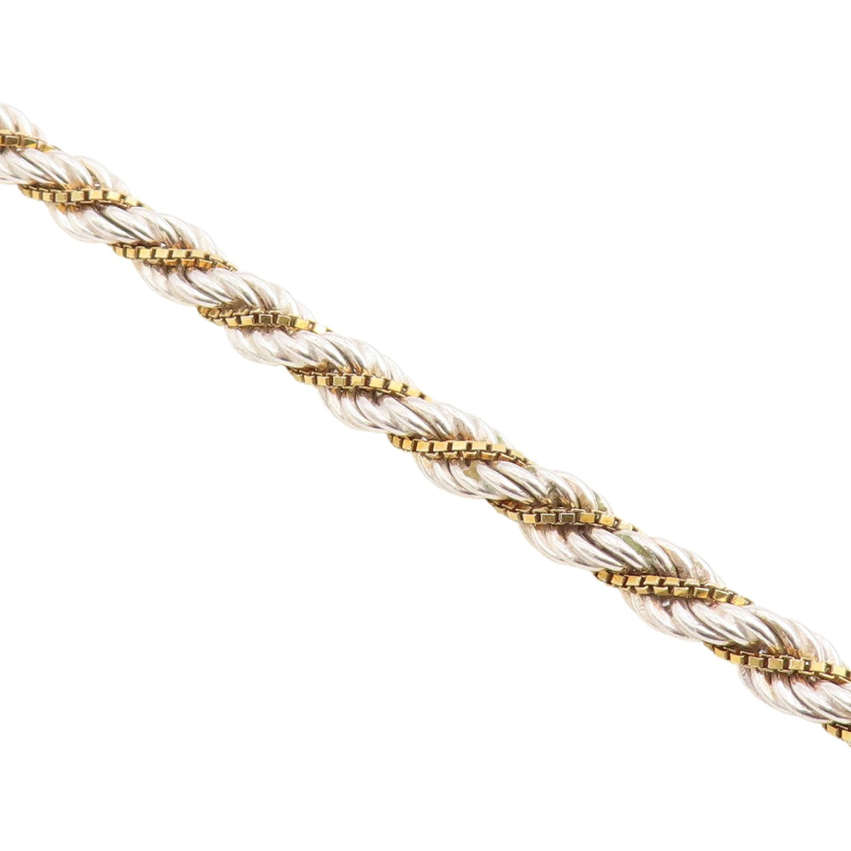 925 Sterling Silver Vintage Bracelet Classic Two Tone Twisted Rope Chain BT12216