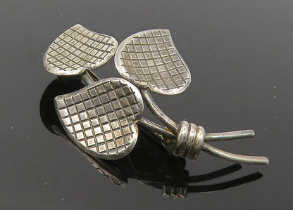925 Sterling Silver  Vintage Shiny Cross Etched Flower Bunch Brooch Pin BP4236