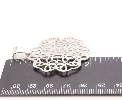 925 Sterling Silver Vintage Pendant Floral Filigree Cut Out Design  PT25092
