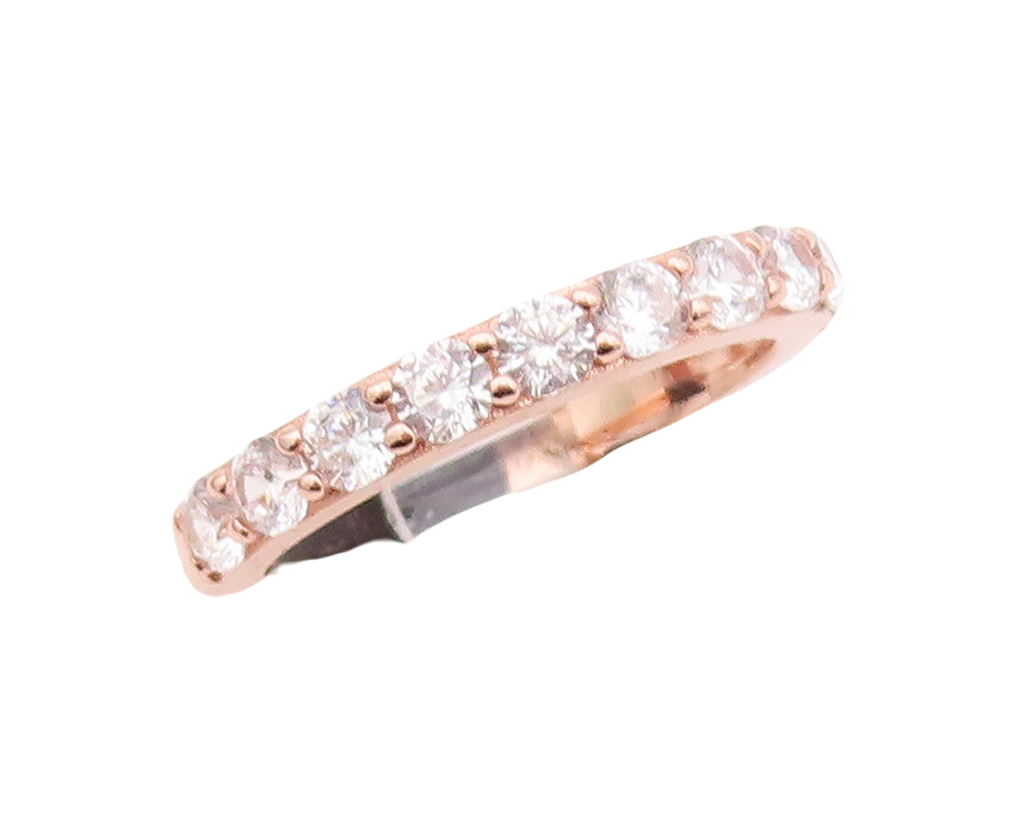 925 Sterling Silver Vintage Ring Rose Gold Plated Round CZ Inlay  Sz 7  RG29318