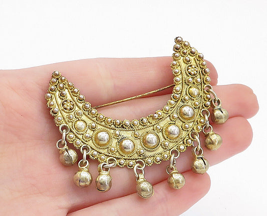ISRAEL 925 Sterling Silver  Vintage Twist Dangling Beads Brooch Pin  BP1184
