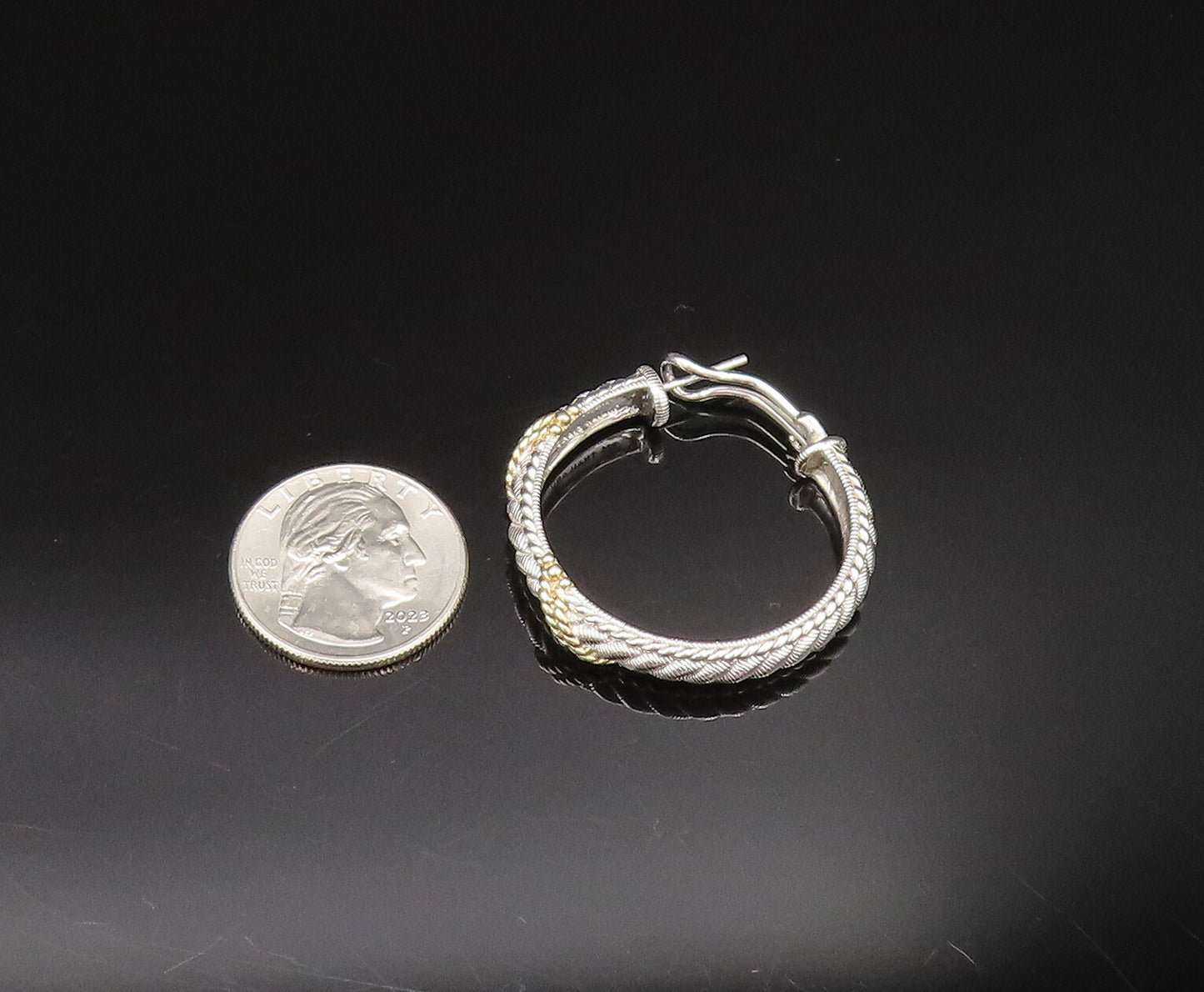 JUDITH RIPKA 925 Silver  Vintage Two Tone Wrapped Single Lot Earrings  EG11963