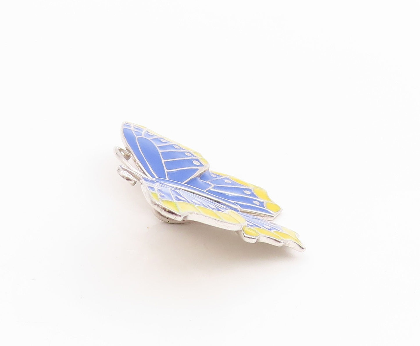 925 Sterling Silver Vintage Pendant Elegant Enameled Butterfly Charm  PT25660