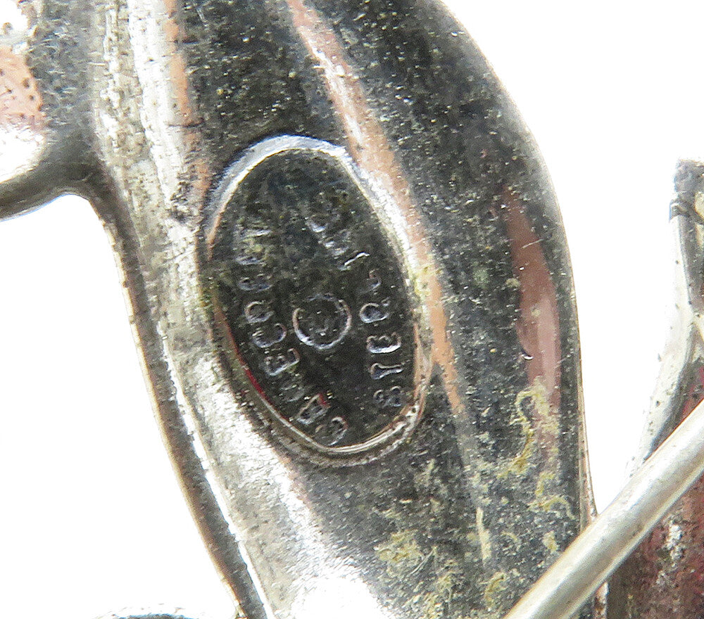 DANECRAFT 925 Sterling Silver  Vintage Shiny Floral Motif Brooch Pin  BP6083