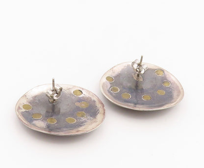 925 Sterling Silver Vintage Earrings Two Tone Geometric Circle Studs  EG14124