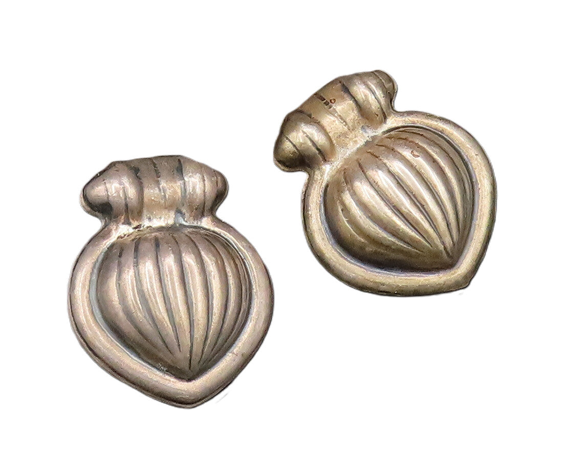 MEXICO 925 Sterling Silver  Vintage Hollow Ribbed Drop Earrings  EG12099