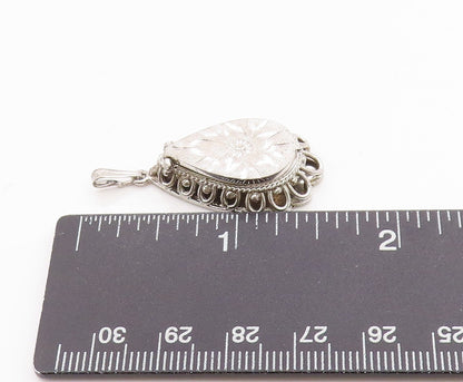 925 Sterling Silver Vintage Pendant Drop Shape Floral Design ( OPENS ) PT24682