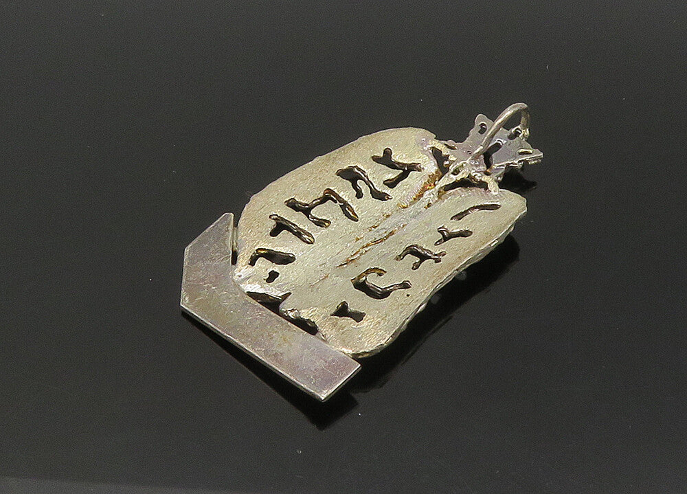 925 Sterling Silver Vintage 10 Commandments Cutout Religious Pendant PT18049