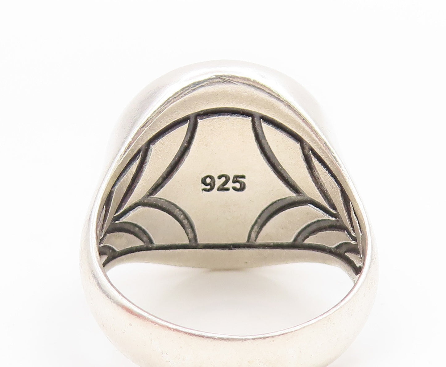 925 Sterling Silver Vintage Ring Carved Nautical Compass Signet  Sz 9.5  RG34415