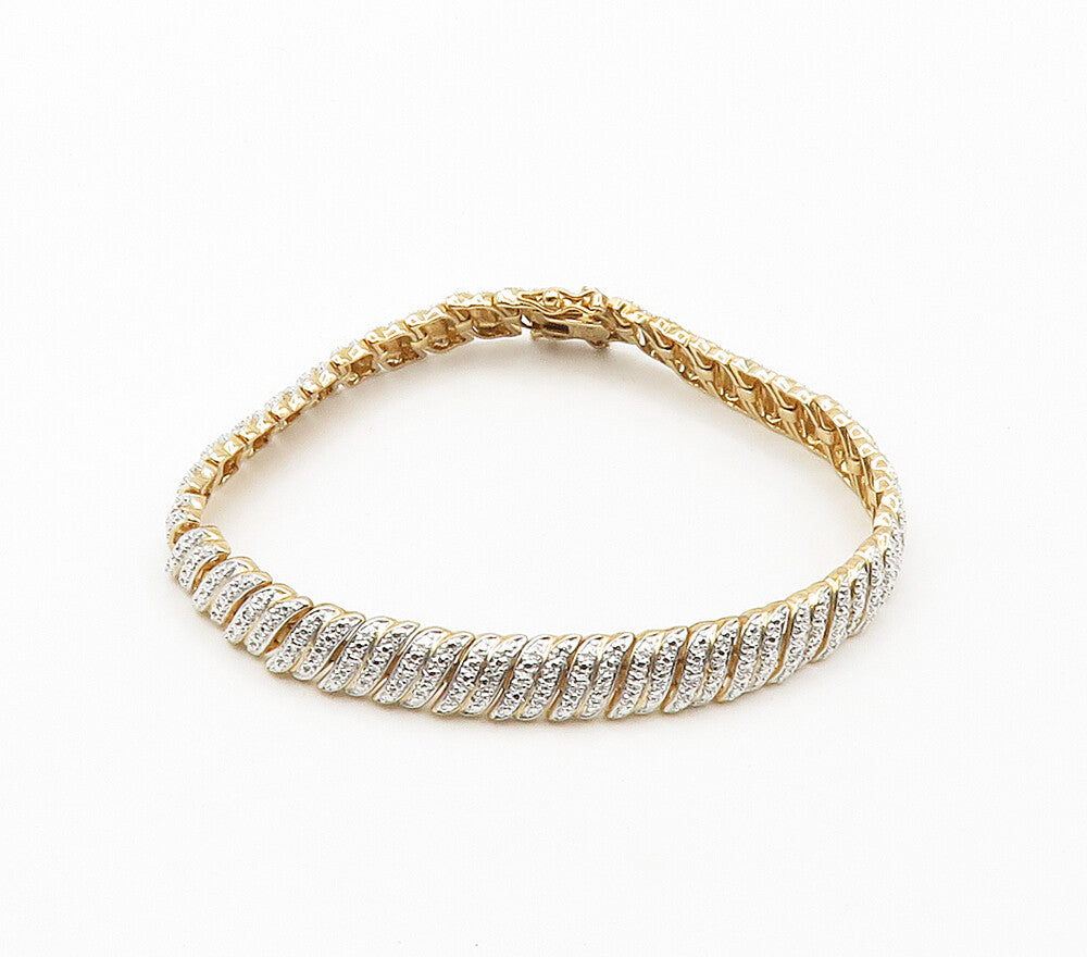ROSS SIMON 925 Silver   Genuine Diamonds Two Tone Chain Bracelet  BT6508