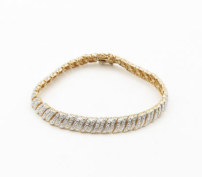 ROSS SIMON 925 Silver   Genuine Diamonds Two Tone Chain Bracelet  BT6508