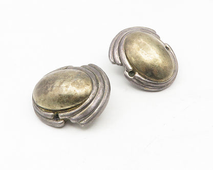 925 Sterling Silver  Vintage Dark Tone Hollow Dome Non Pierce Earrings  EG5521