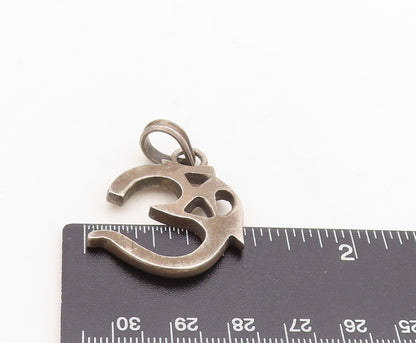 925 Sterling Silver Vintage Pendant Dark Tone Cut Religious Symbol OM  PT23877