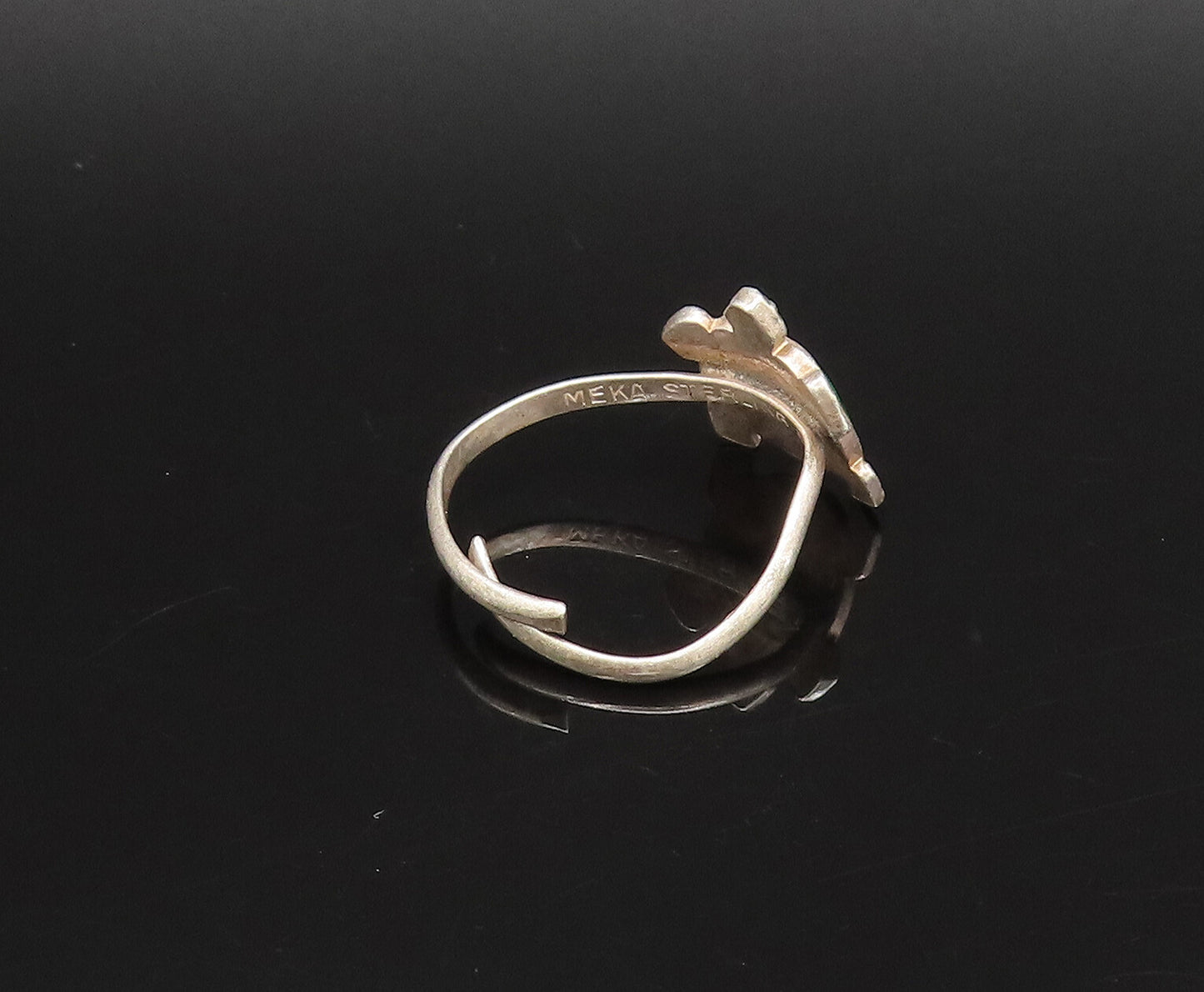 MEKA DENMARK 925 Silver  Vintage Enamel Turtle Adjustable Ring Sz 5.5  RG25865