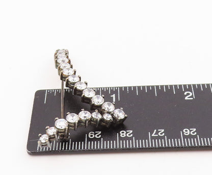 925 Sterling Silver Vintage Brooch Round CZ Letter V Initial Monogram  BP12023