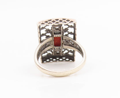 14k Gold & 925 Sterling Silver Vintage Ring Gemstone & Topaz Band  Sz 9  RG35443