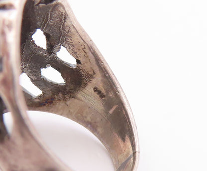 925 Sterling Silver Vintage Ring Roaring Lion Head Cutout Band  Sz 6.5  RG35794