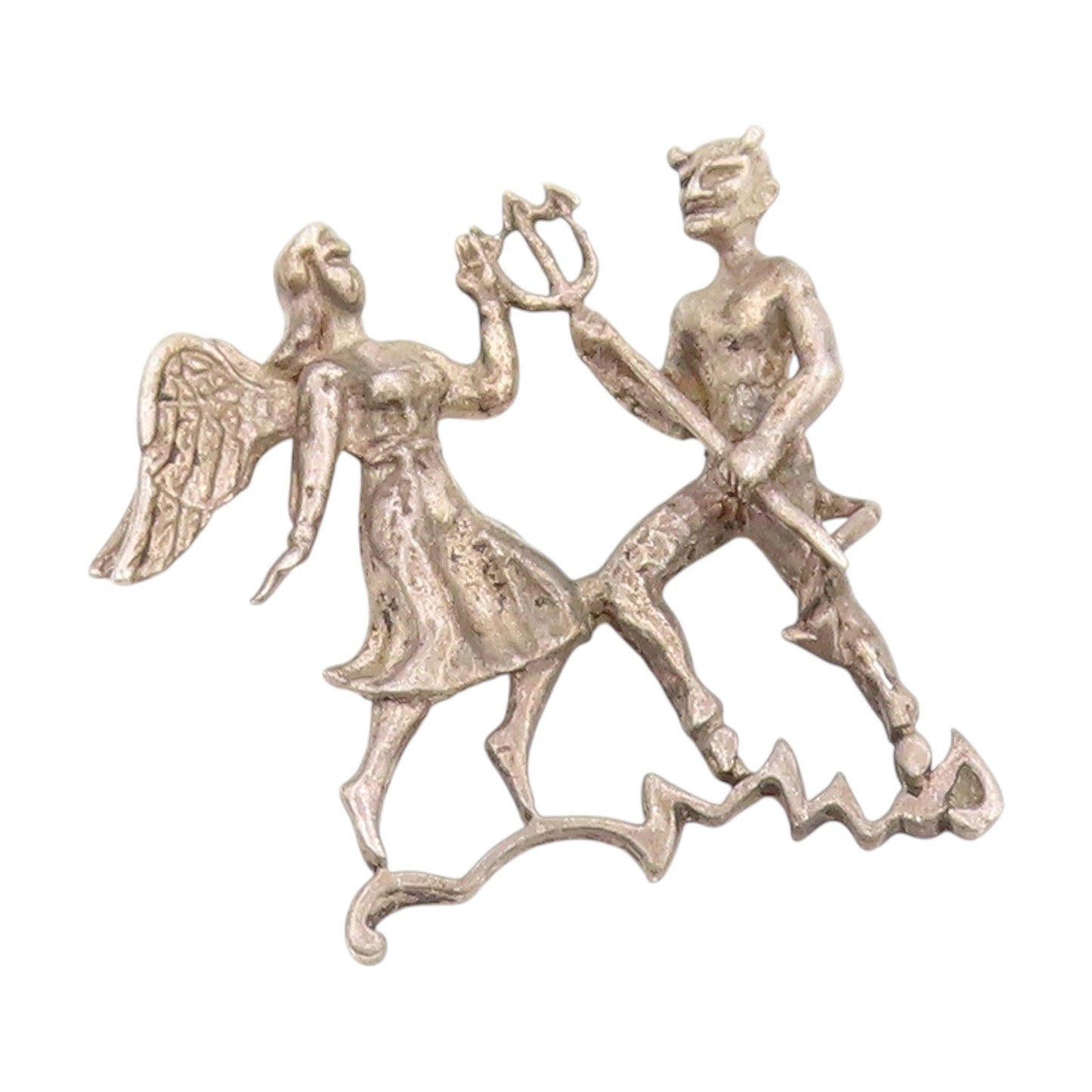 925 Sterling Silver Vintage Pendant Heaven & Hell Tango Cut Out Design  PT25134