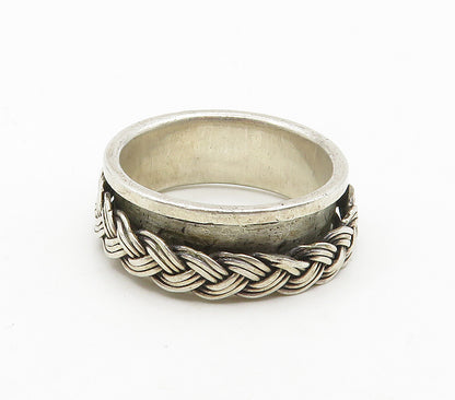 925 Sterling Silver  Vintage Shiny Woven Braided Spinner Ring Sz 10.5  RG15667