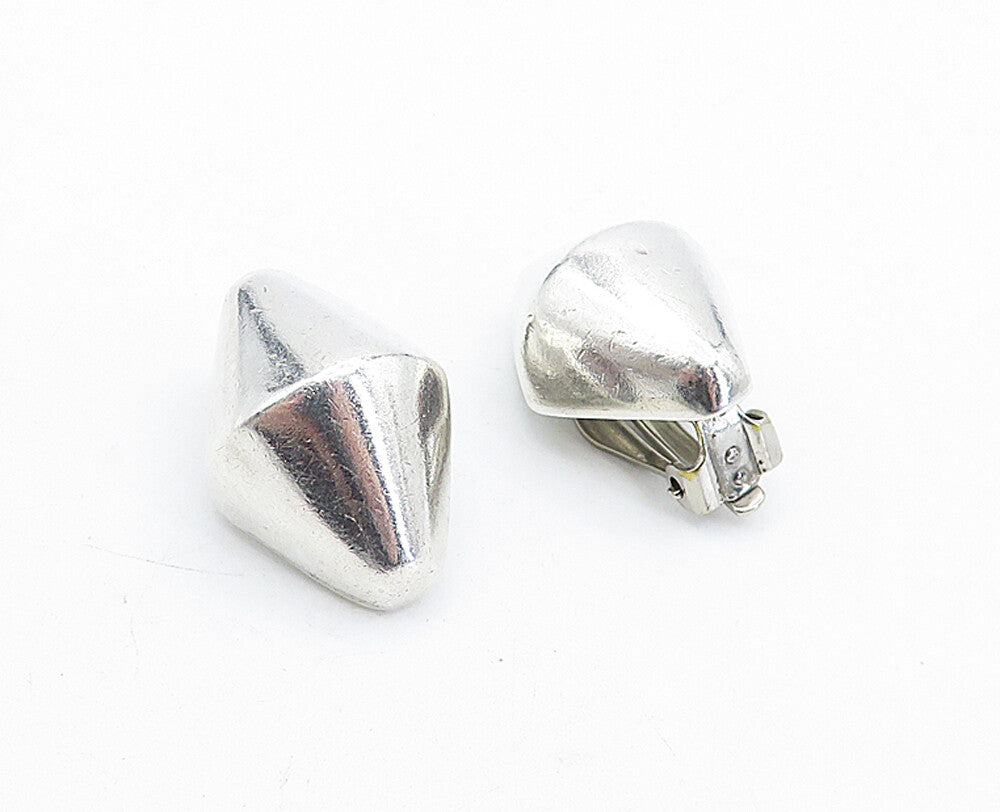 MEXICO 925 Sterling Silver  Vintage Shiny Hollow Non Pierce Earrings  EG2477