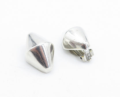 MEXICO 925 Sterling Silver  Vintage Shiny Hollow Non Pierce Earrings  EG2477