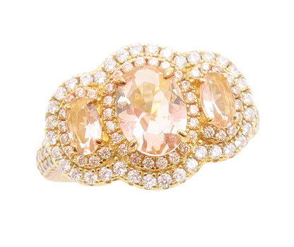 925 Sterling Silver Vintage Ring Gold Plated Designer 2 Tone CZ  Sz 7  RG30101