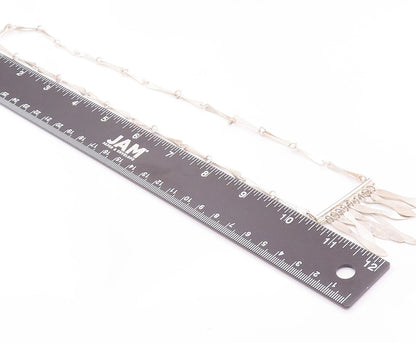 925 Sterling Silver Vintage Necklace Solid Trible Chips Link & Dangles  NE4274
