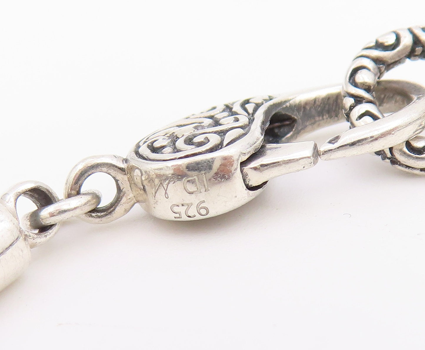 925 Sterling Silver Vintage Necklace Classic Foxtail Chain With Droplets  NE4891