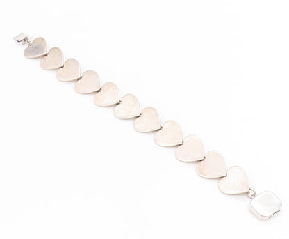 925 Sterling Silver Vintage Bracelet DENMARK Minimalist Love Heart Link  BT11681