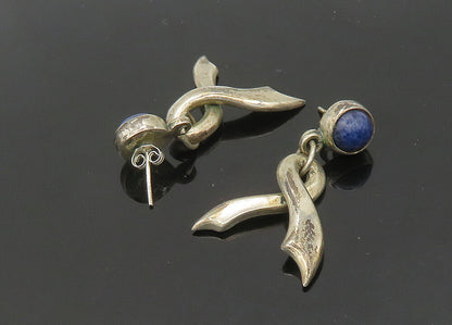 MEXICO 925 Sterling Silver  Vintage Sodalite Ribbon Dangle Earrings  EG10510