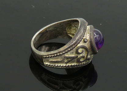 925 Sterling Silver  Vintage Cabochon Amethyst Cocktail Ring Sz 7  RG19940