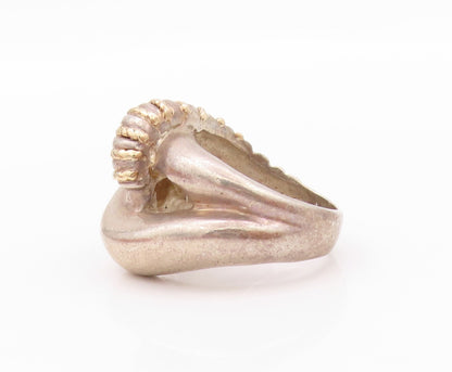 14k Gold 925 Sterling Silver Vintage Ring Interlocked Design Rope Sz 6.5 RG32456