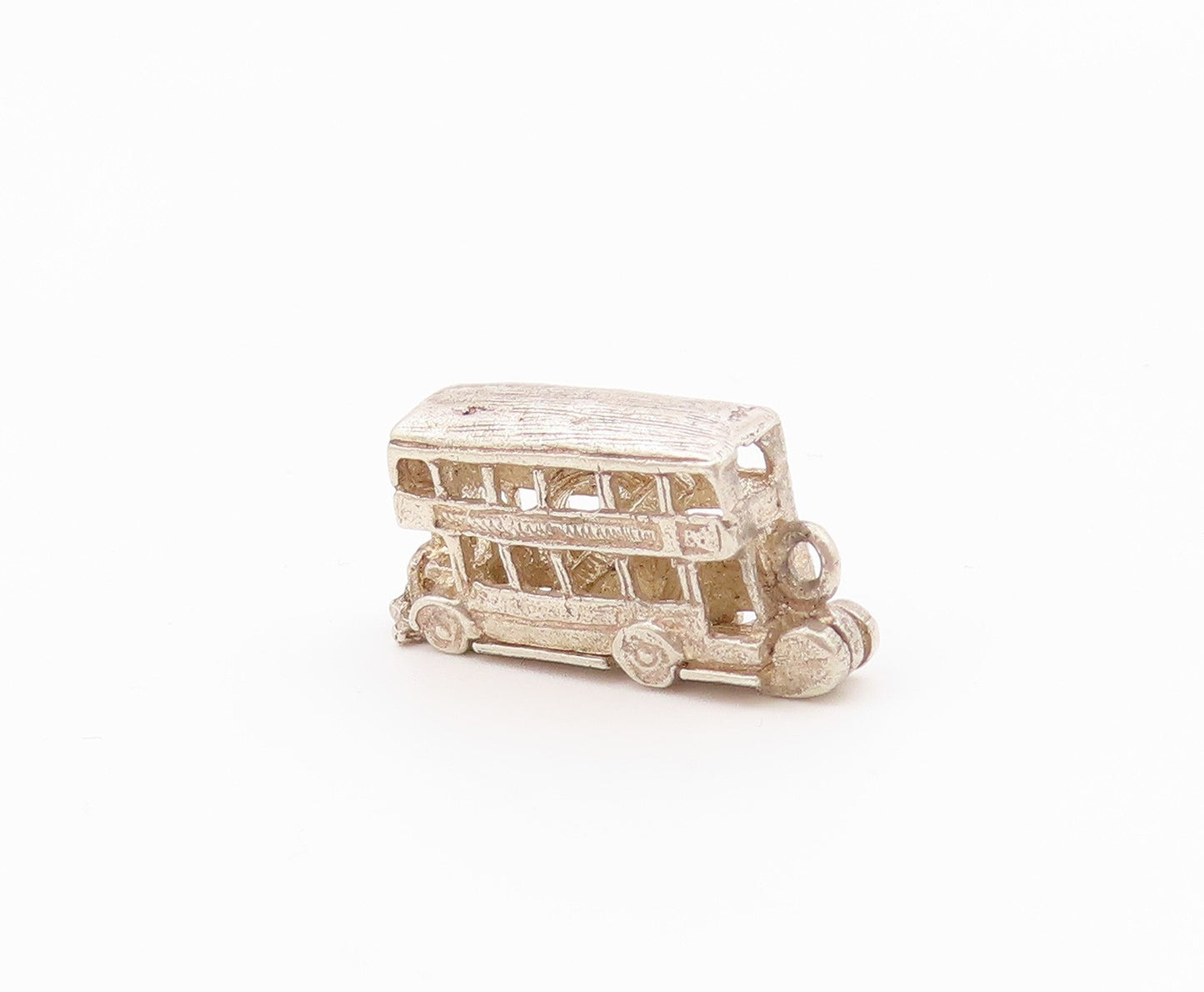 925 Sterling Silver  Vintage Double Decker Bus Locket Pendant (OPENS)  PT15741