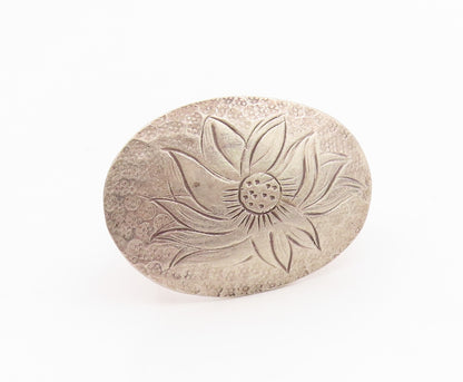 925 Sterling Silver Vintage Ring Engraved Lotus Flower Concho Band Sz 6 RG35905