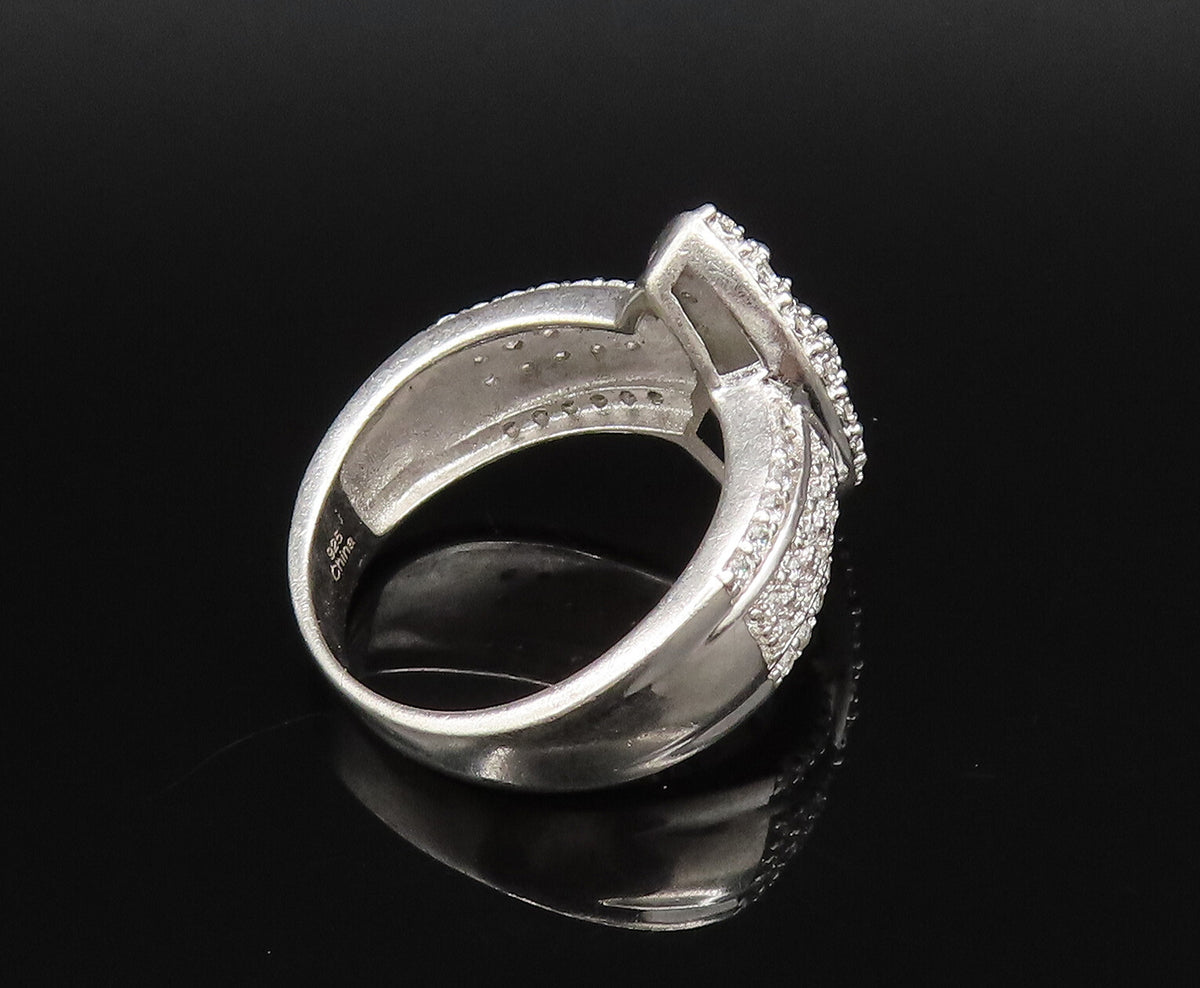 925 Silver  Vintage Multi Cubic Zirconia Marquise Frame Ring Sz 8  RG25807