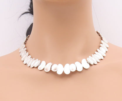 925 Sterling Silver Vintage Necklace MEXICO Chunky Asymmetrical Chain NE4701
