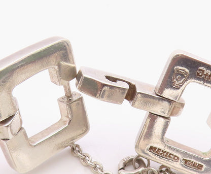 925 Sterling Silver Vintage Bracelet MEXICO Solid Geometric Link HEAVY  BT12142