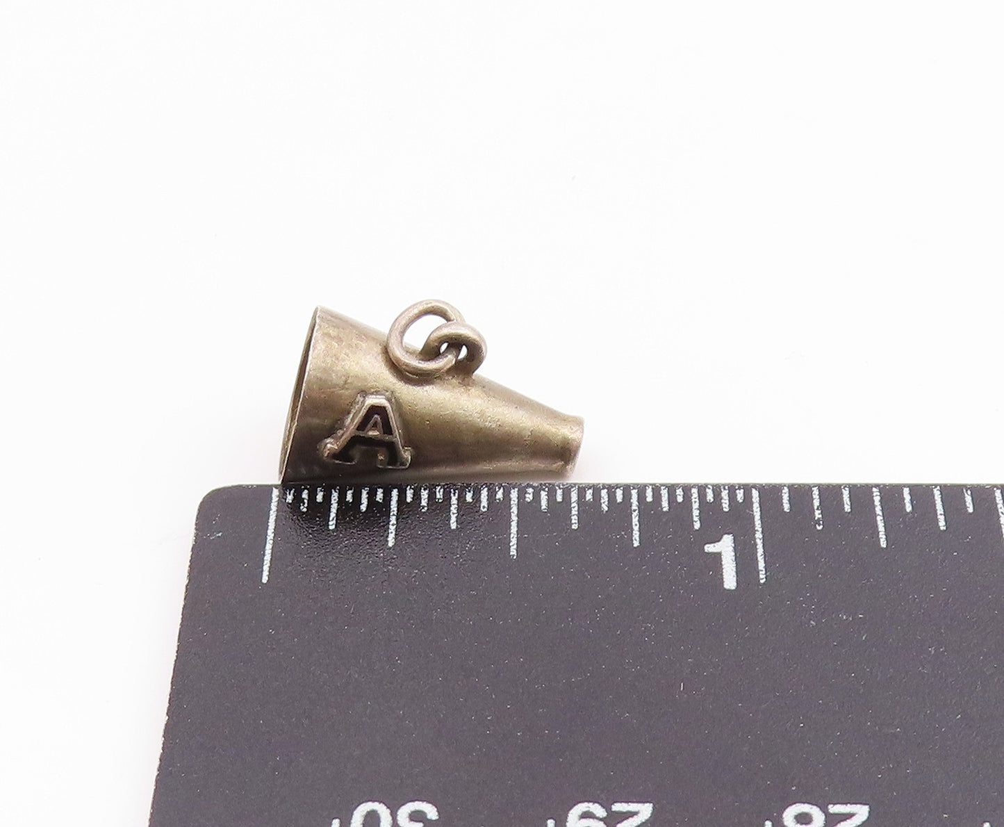 925 Sterling Silver  Vintage Petite Cheer Megaphone A Initial Pendant  PT18458