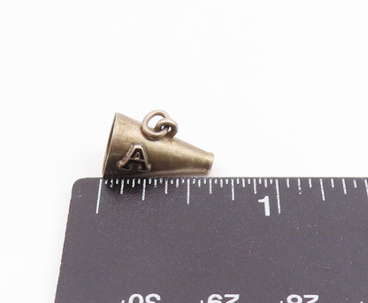 925 Sterling Silver  Vintage Petite Cheer Megaphone A Initial Pendant  PT18458