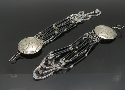 SOUTHWESTERN 925 Silver Vintage Black Onyx & Multi Stone Earrings EG10338