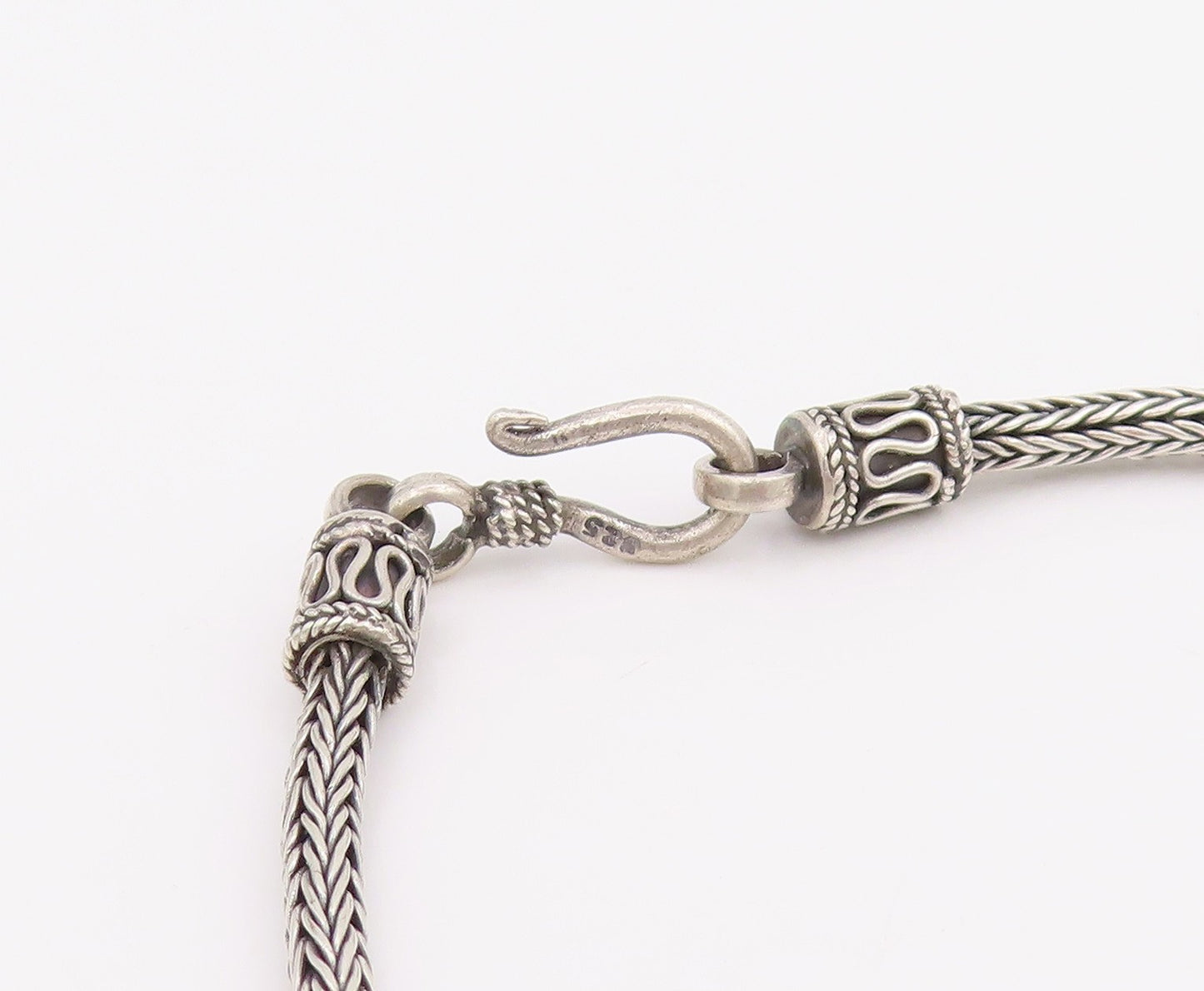 925 Sterling Silver Vintage Necklace Chunky Bohemian Beaded Design Chain  NE4686