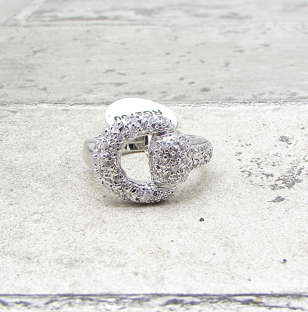 925 Sterling Silver  White Cubic Zirconia Belt Style Band Ring Sz 6  RG1576