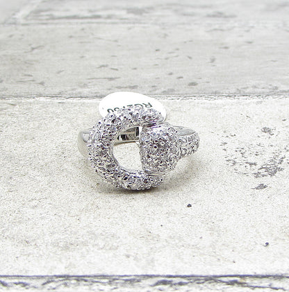 925 Sterling Silver  White Cubic Zirconia Belt Style Band Ring Sz 6  RG1576