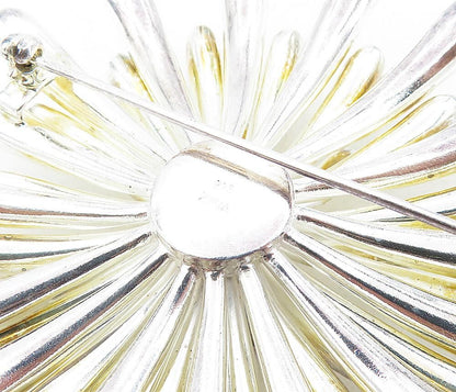 ZINA 925 Sterling Silver  Vintage Modernist Flower Motif Brooch Pin  BP3201