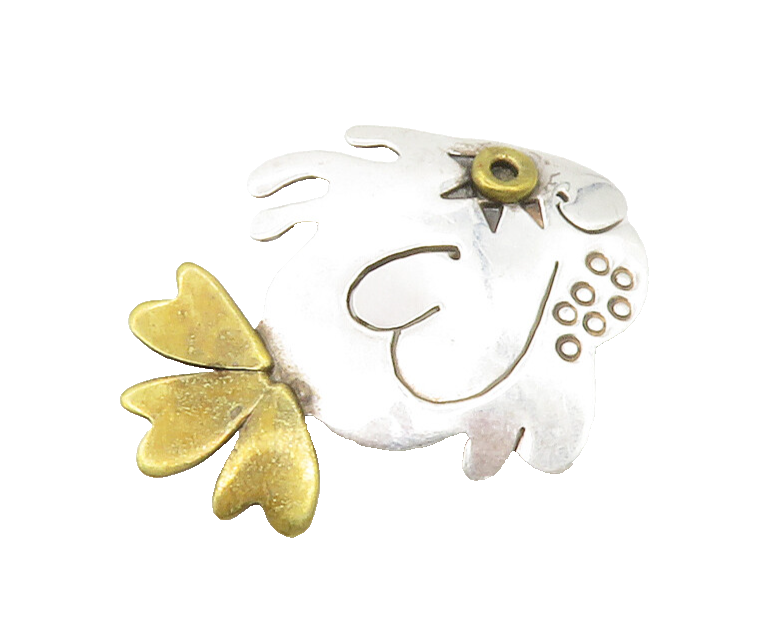 FAR FETCHED 925 Sterling Silver  Vintage Two Tone Fish Brooch Pin  BP5770