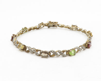ROSS SIMON 925 Silver Vintage Genuine Diamond & Multi Stone Bracelet BT5142