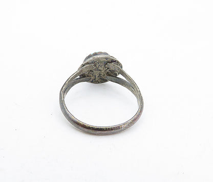 NAVAJO 925 Sterling Silver  Vintage Turquoise Solitaire Ring Sz 4.5  RG5102